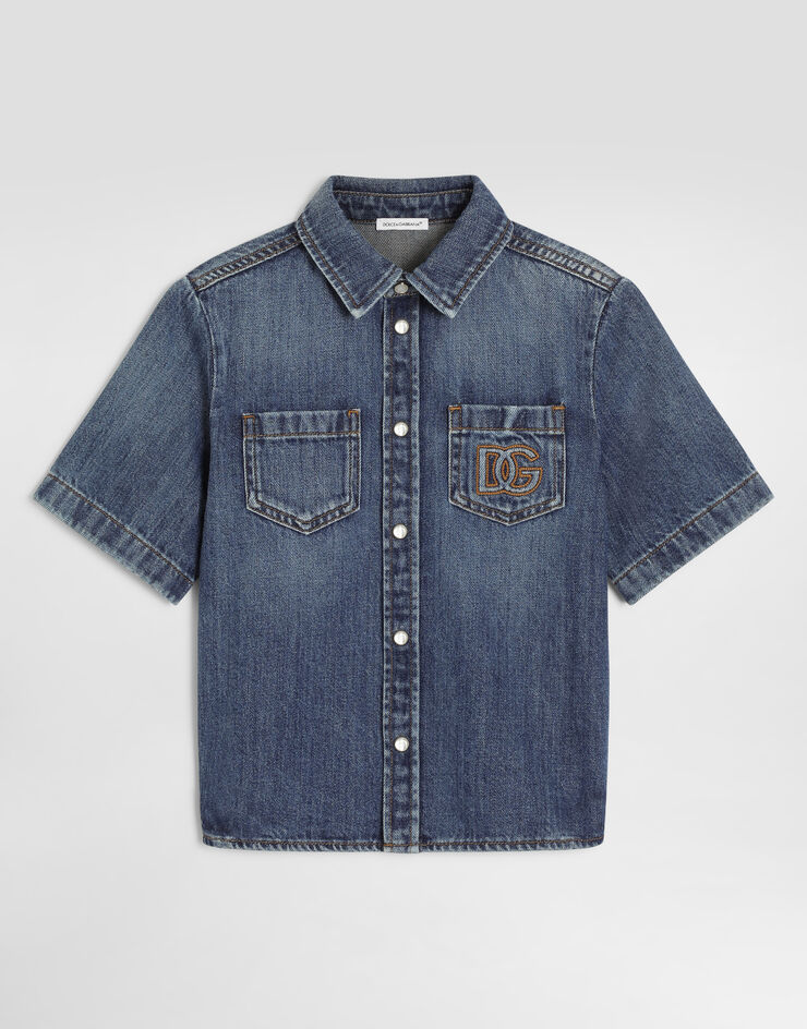 Dolce & Gabbana Denim shirt with logo Blue L45S05LDE06