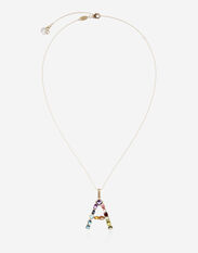 Dolce & Gabbana Pendente A Rainbow Alphabet con gemme multicolor Oro WNQA3GWQC01