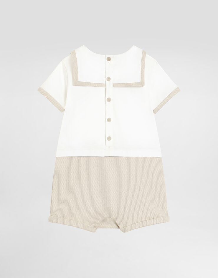 Dolce & Gabbana Interlock and piqué romper with embroidery Dolce & Gabbana Interlock and piqué romper with embroidery Multicolor L1JOCBG7PTA