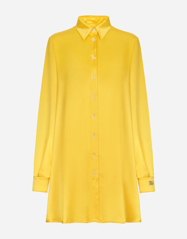 Dolce & Gabbana Long-sleeved silk crepe shirt Yellow F6UT1TFU5T9