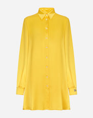 Dolce & Gabbana Long-sleeved silk crepe shirt Yellow F6UT1TFU5T9