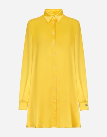 Dolce & Gabbana Camisa de manga larga en crepé de seda Estampado F5Q08THS5Q0