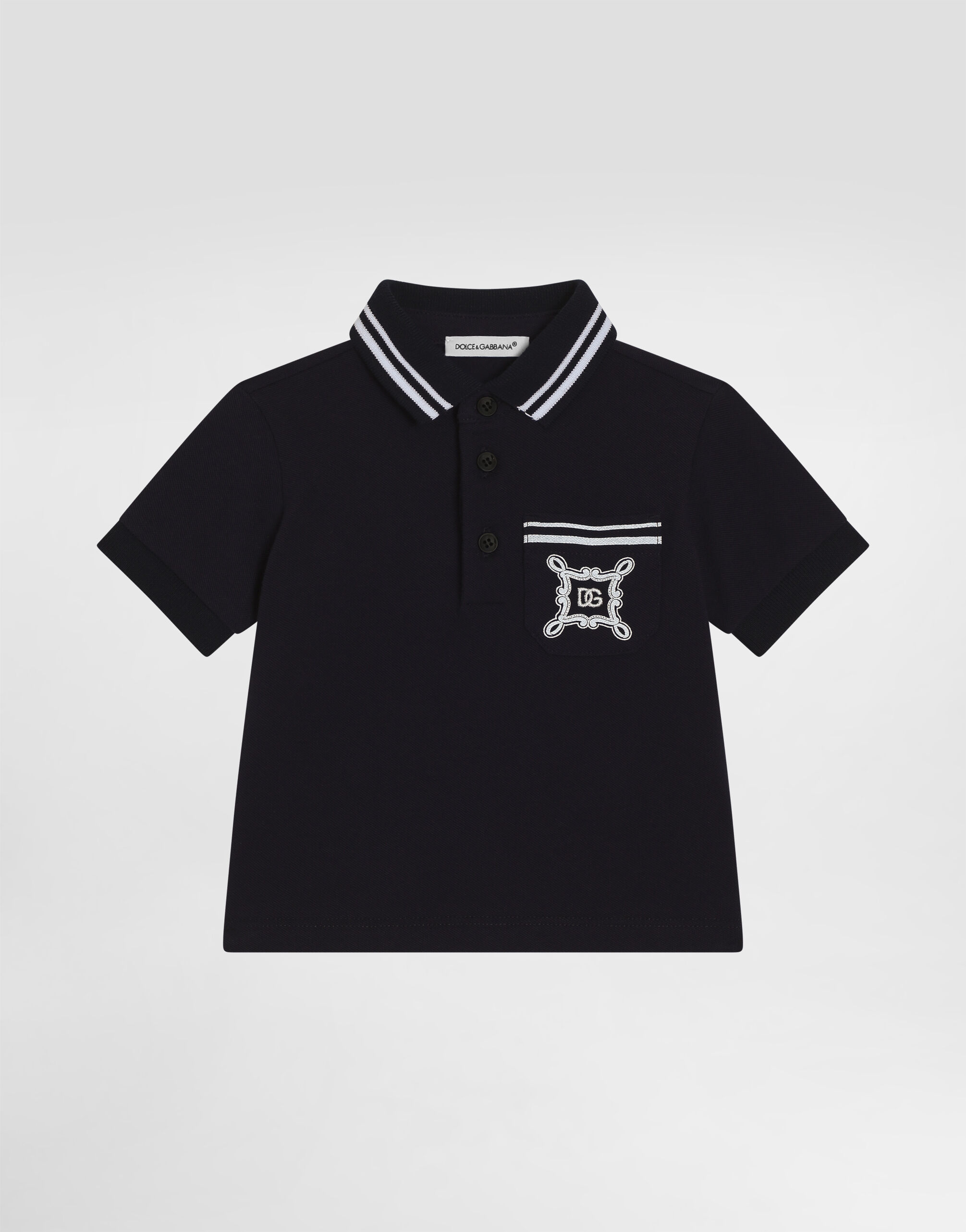 ブルーのメンズ Piqué polo-shirt with DG logo | Dolce&Gabbana®