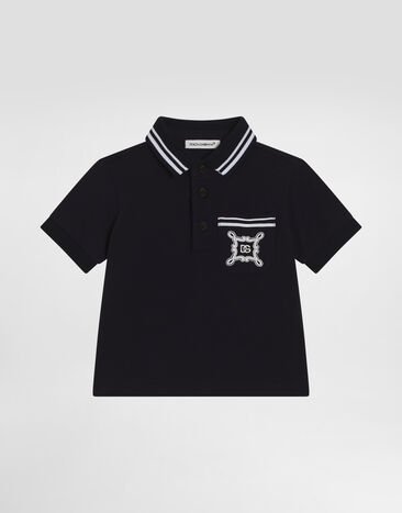 Dolce & Gabbana Piqué polo-shirt with DG logo White L1JTIEG7N8T