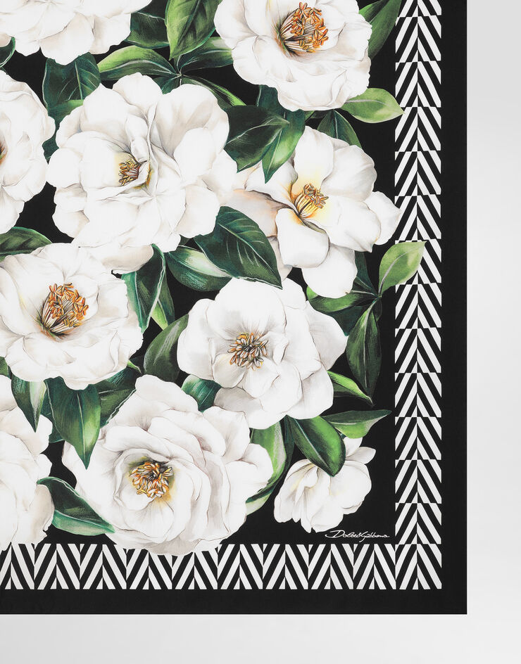 Dolce & Gabbana Foulard 90 x 90 en sergé de soie à imprimé gardénia Imprimé FN090RGDCUG
