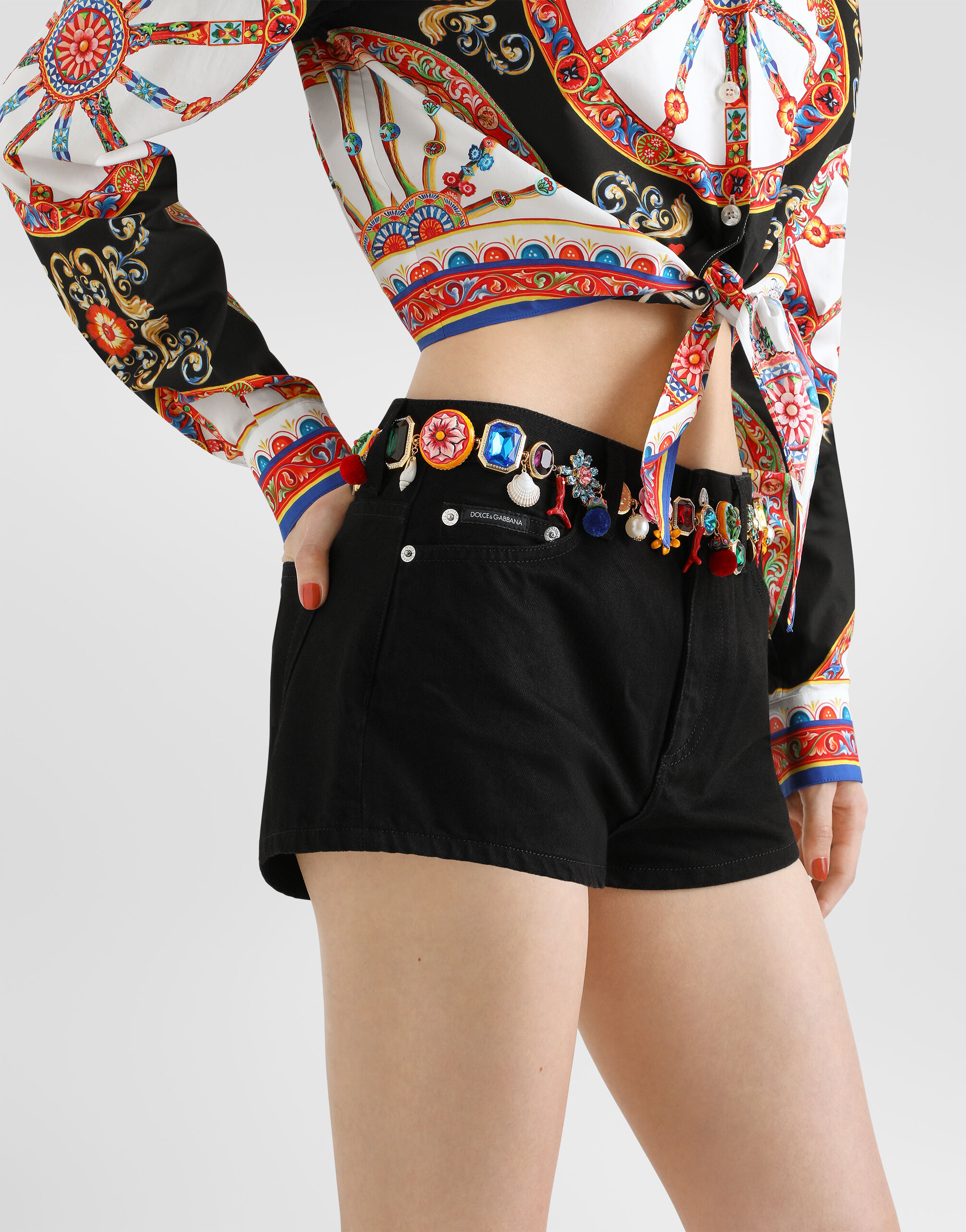 Multicolorのウィメンズ デニム ショートパンツ | Dolce&Gabbana®