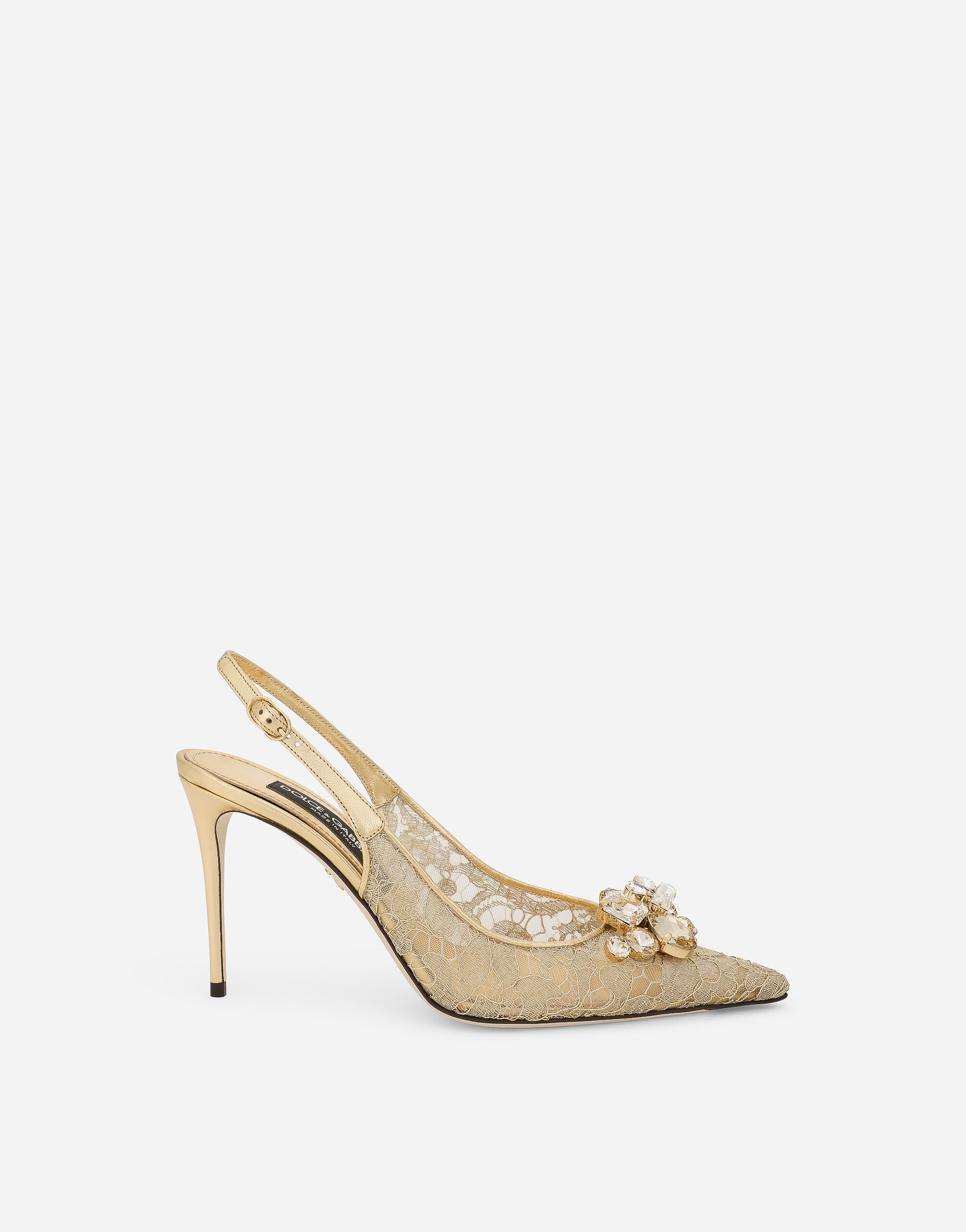 Dolce & Gabbana Rainbow lace slingbacks in lurex lace Gold CK1544AX615