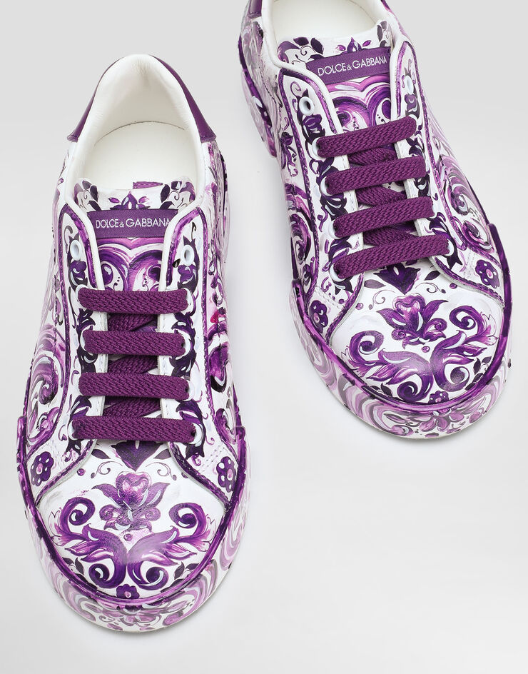 Dolce & Gabbana Majolica-print sneaker in nappa calfskin Multicolor D10951AI396