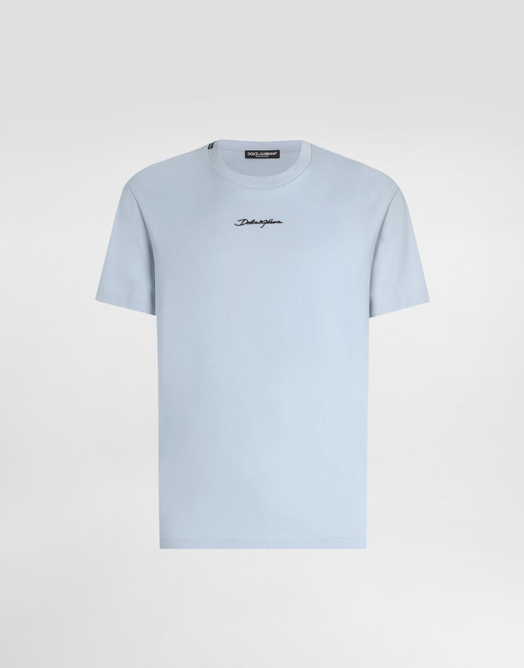 Dolce & Gabbana cotton t-shirt with embroidery patch Azure G8RN8ZG7NUB