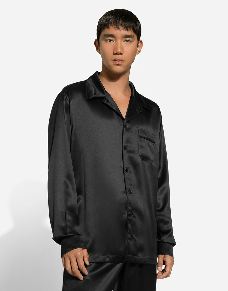 Dolce & Gabbana قميص حرير أسود G5LF6TFU1AU