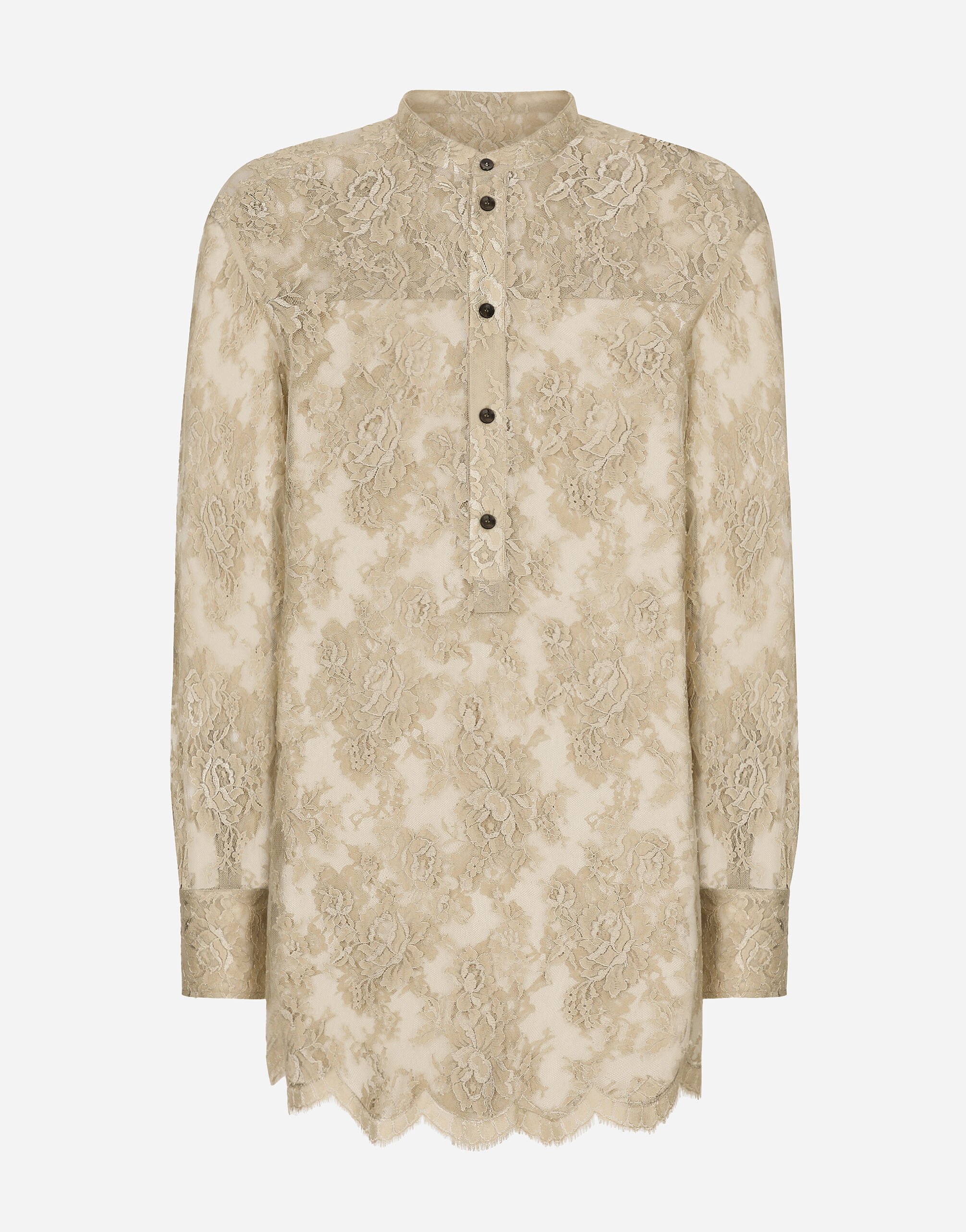 Dolce & Gabbana قميص دانتيل غالون بياقة ماندارين متعدد الألوان G2TN4TFR20N