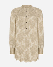Dolce & Gabbana Galloon lace shirt with Mandarin collar Beige G5LQ3TGH459