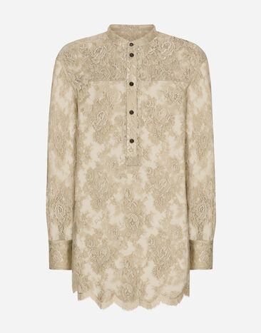 Dolce & Gabbana Galloon lace shirt with Mandarin collar Print G5IF1THI1Q9