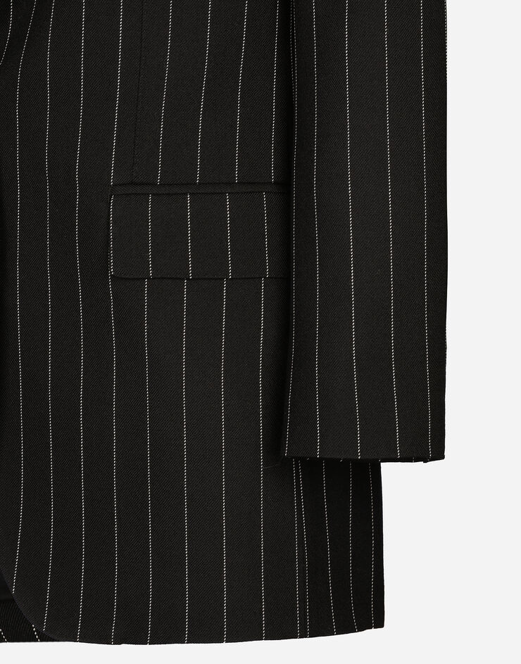 Dolce & Gabbana Veste droite en laine à rayures tennis Noir F29YJTFR20A