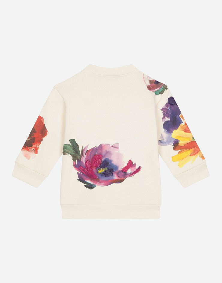 Dolce & Gabbana Felpa in jersey stampa fiori Beige L2JWALG7M3C