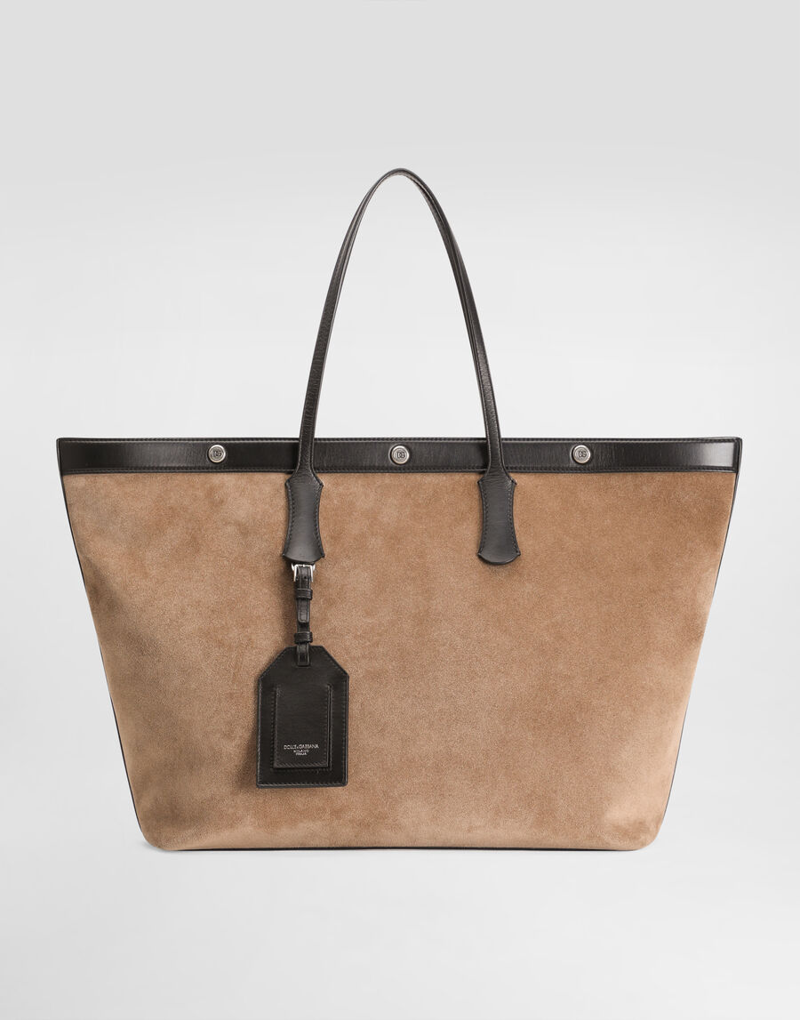 Atene split calfskin and leather shopping bag