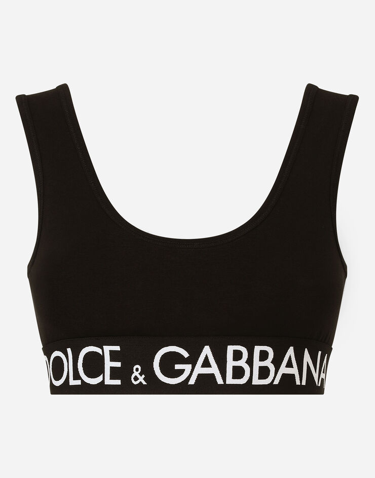 Dolce & Gabbana Jersey top with branded elastic Black F75H7TFUEEY