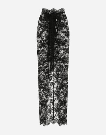 Dolce & Gabbana Falda larga de encaje Chantilly Negro F7AI3THLMAA