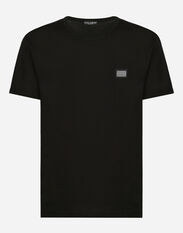 Dolce & Gabbana Cotton T-shirt with branded tag Black G5JG4TFU5U8