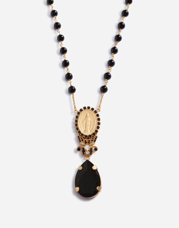 Dolce & Gabbana Pendant necklace with votive pendant and crystal rhinestones NERO/ORO WNM2M1W1111