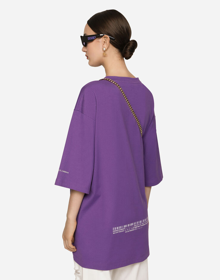 Dolce & Gabbana T-shirt manica corta in jersey di cotone con stampa DGVIB3 Viola F8U94TG7K3D