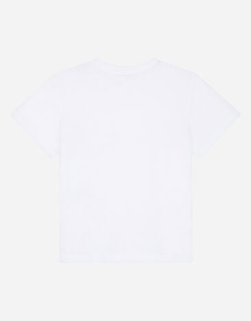 Dolce & Gabbana T-Shirt aus Jersey mit Bienenstickerei WEISS L4JTCQG7YGN