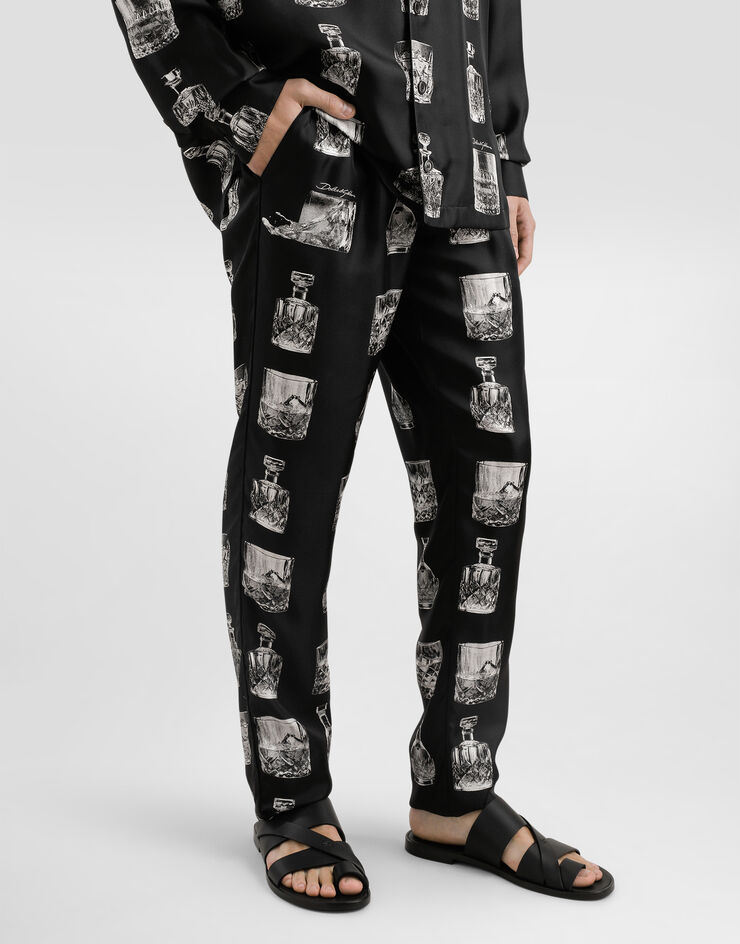 Dolce & Gabbana Silk pajama pants with whisky print Print GVCRATHI1V0