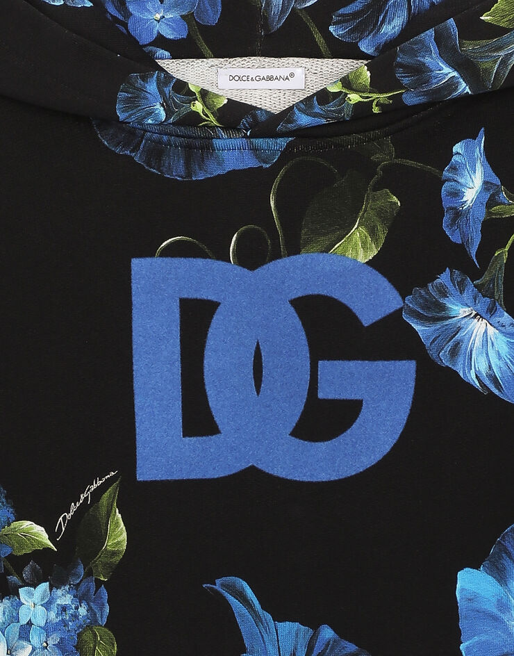 Dolce & Gabbana Felpa con cappuccio in jersey stampa fiore campanule Stampa L5JWAIG7M1L