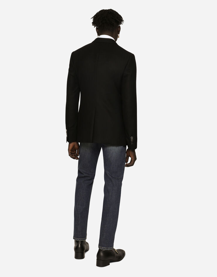 Dolce & Gabbana Single-breasted wool and cashmere jacket with DG patch Black G2OC9ZGG695