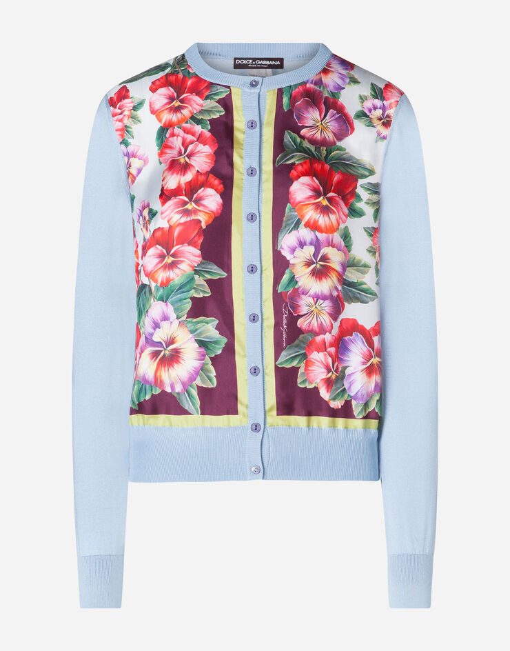 Dolce & Gabbana VIOLET-PRINT TWILL AND SILK CARDIGAN ESTAMPADO DE FLORES FX619TJASKL