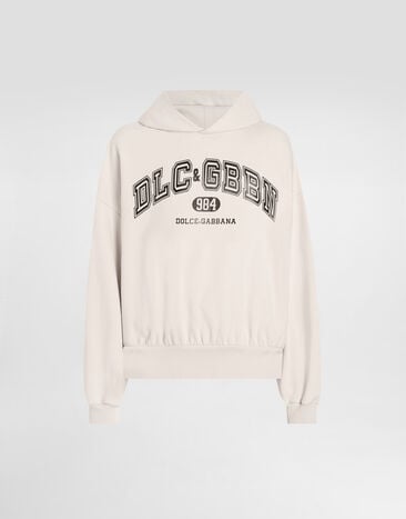 Dolce & Gabbana Jersey hoodie with print Beige G9BJGTG7PLO