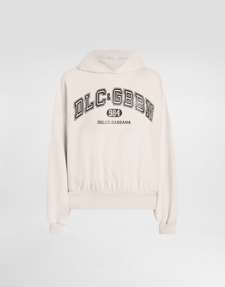 Dolce & Gabbana Kapuzensweatshirt aus Jersey mit Print Beige G9BJGTG7PLO