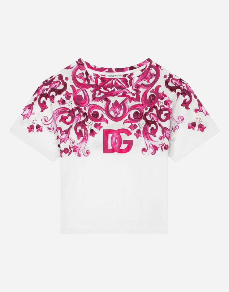 Dolce&Gabbana T-shirt en jersey à imprimé majoliques Multicolore L5JTJKG7E9Q