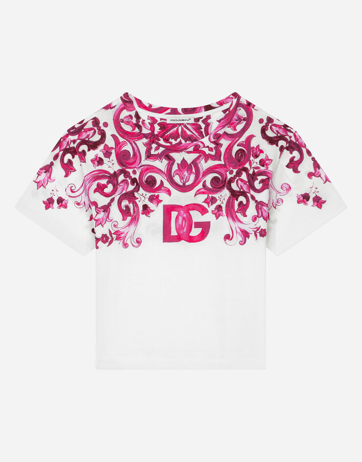 Dolce&Gabbana Camiseta de punto con estampado Maiolica Multicolor L5JTJKG7E9Q