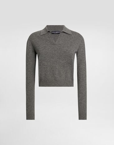 Dolce & Gabbana Cashmere polo pullover Grey FXZ33ZJDVC2