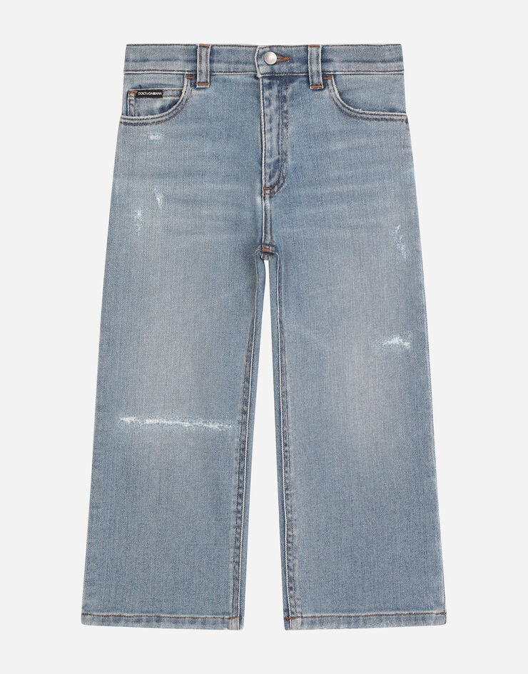 Dolce & Gabbana Loose light blue wash jeans with rips Multicolor L42F48LDA54