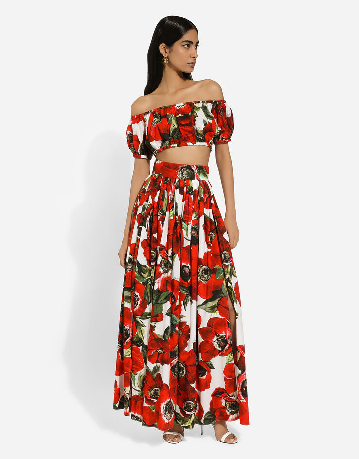 Dolce & Gabbana Длинная юбка-солнце из хлопка с цветочным принтом ветрениц принт F4CS6THS5Q0