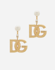 Dolce & Gabbana Earrings with DG logo and pearls Silver WNO4S1W1111