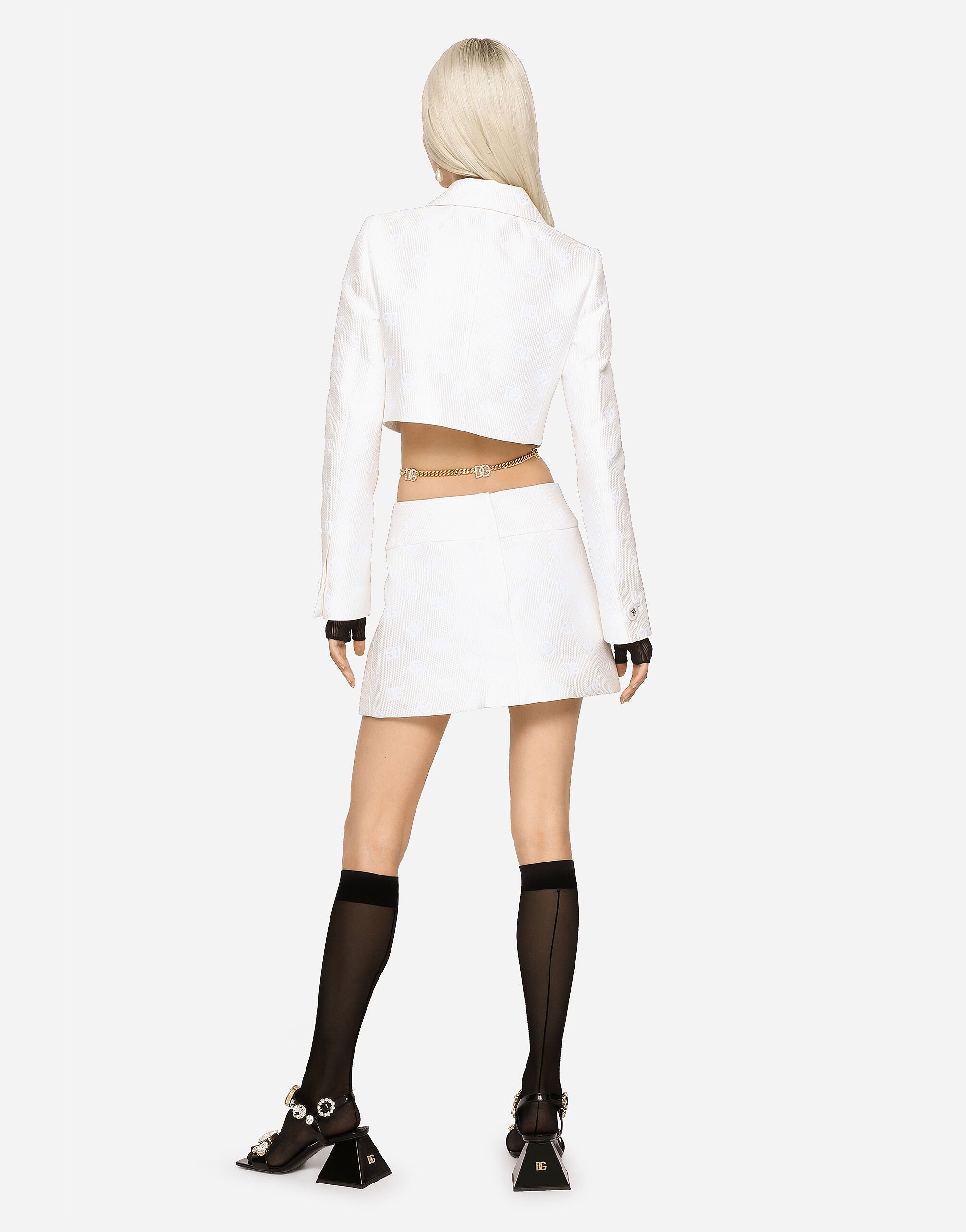 Jacquard miniskirt with all-over DG logo in White for Women