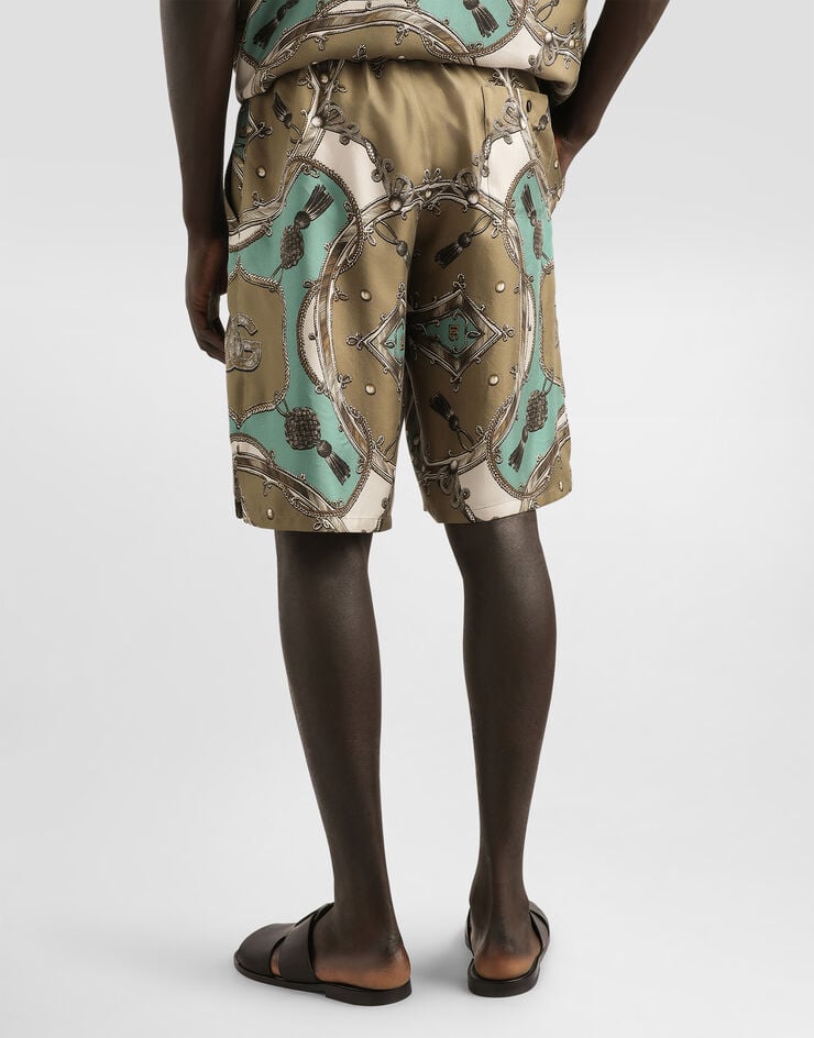 Dolce & Gabbana Cargo-print washed silk twill vanity bermuda shorts Multicolor GV37ATHI12C