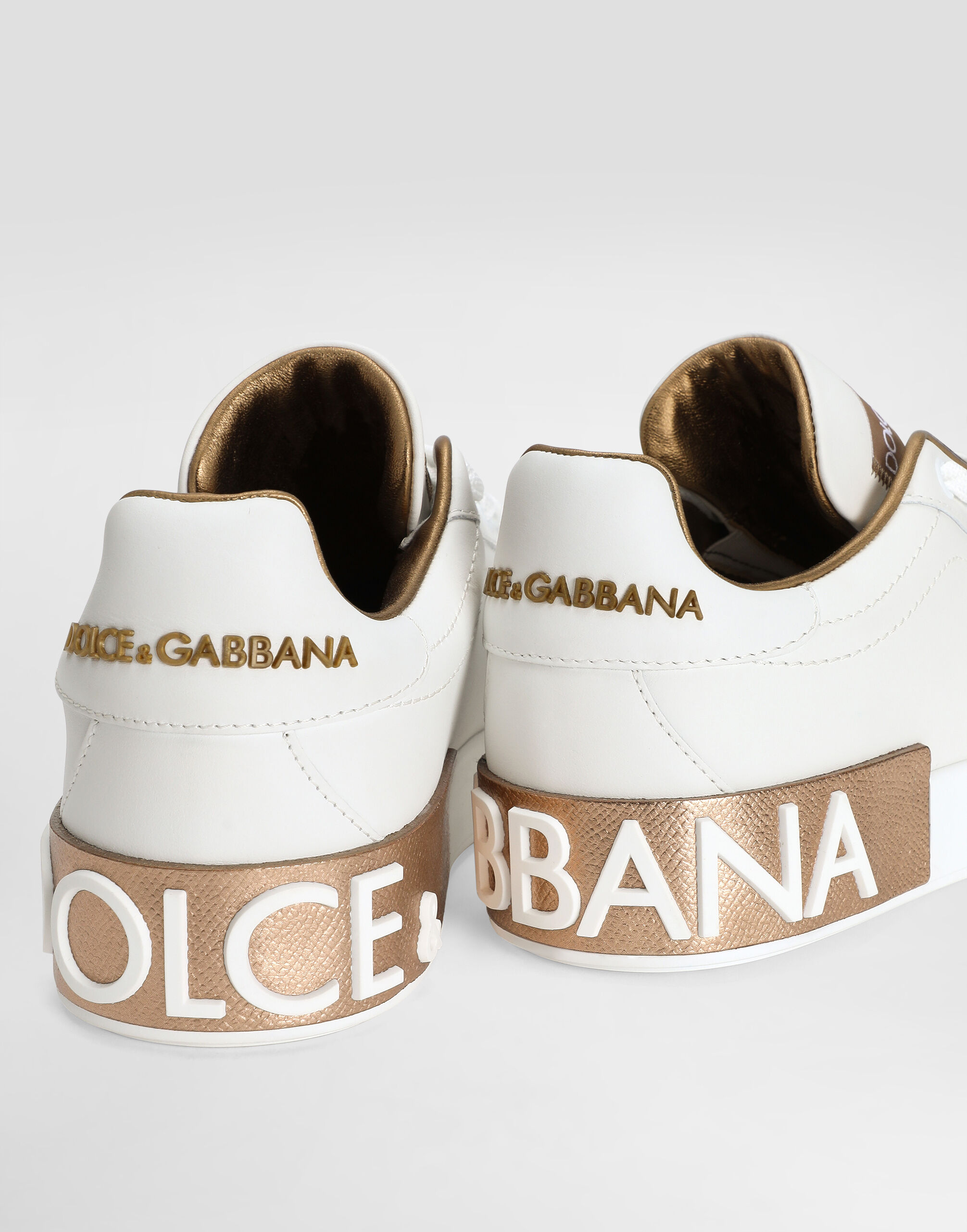 Calfskin Portofino sneakers in Gold for Women | Dolce&Gabbana® US