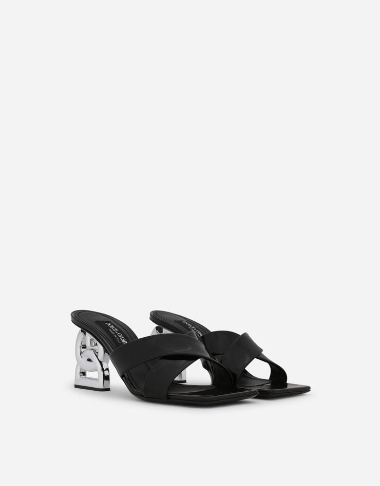 Dolce & Gabbana Polished calfskin mules with 3.5 heel Black CR1377A1037