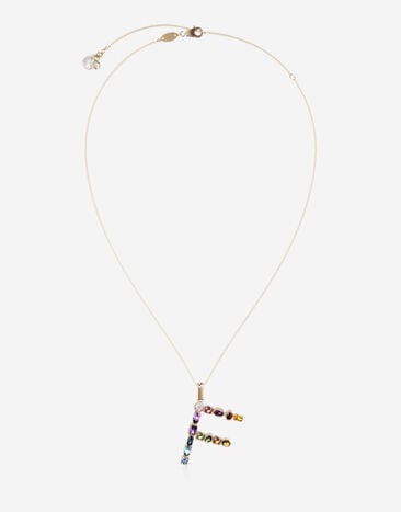 Dolce & Gabbana Rainbow alphabet F pendant in yellow gold with multicolor fine gems Gold WAMR2GWMIXB