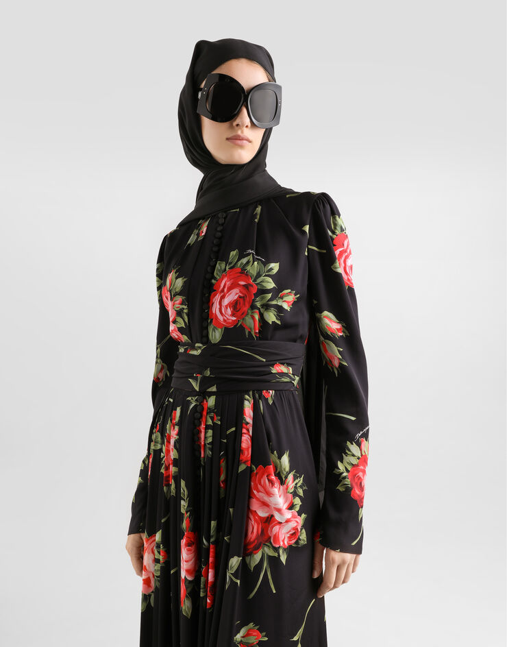 Dolce & Gabbana Vestido de crepé con estampado de buqués de rosas Dolce & Gabbana Vestido de crepé con estampado de buqués de rosas Multicolor F610MTFSA8Q