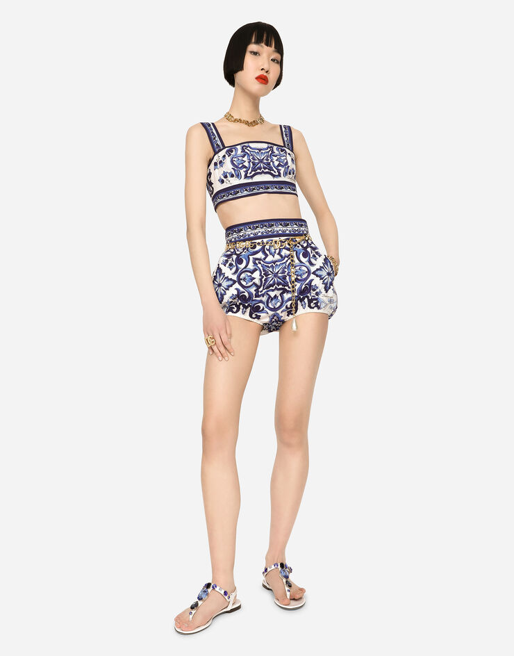 Dolce&Gabbana Majolica-print poplin top Multicolor F7U70THH5AX