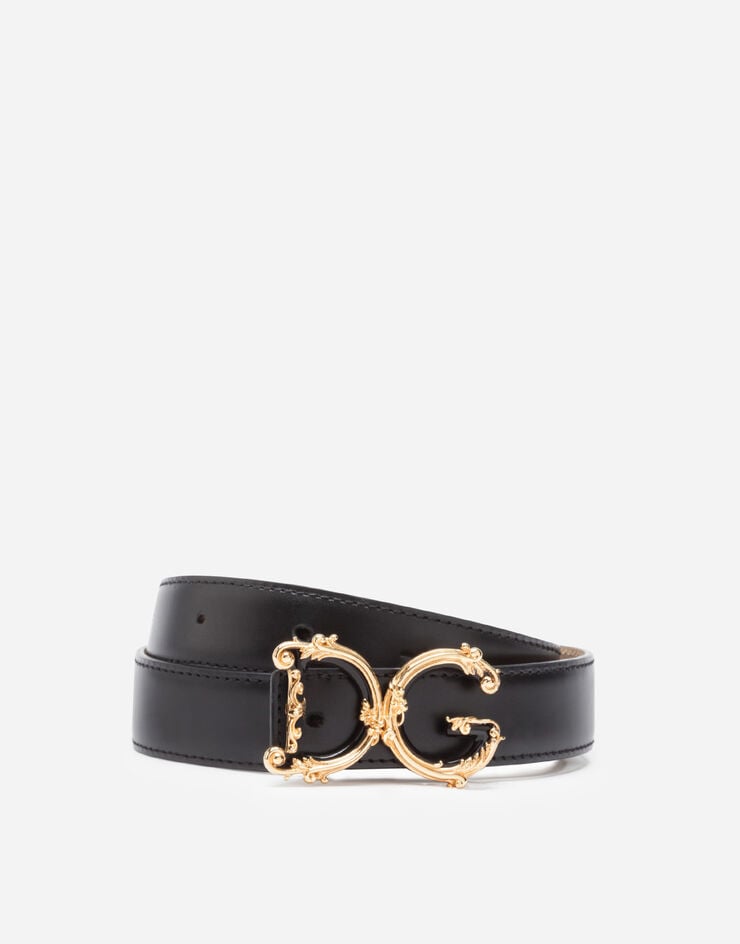 Dolce & Gabbana DG BAROCCO 徽标鞍皮腰带 黑 BE1348AX095