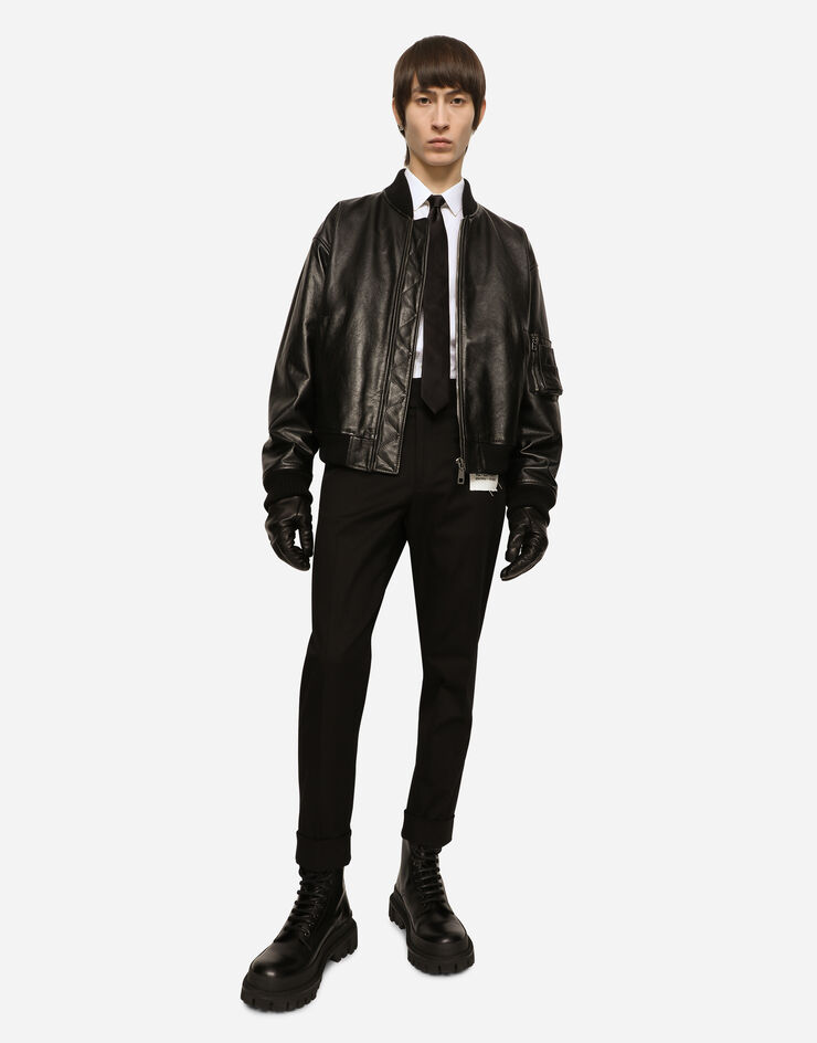 Dolce & Gabbana قفازات من جلد نابا أسود BG0164AO969