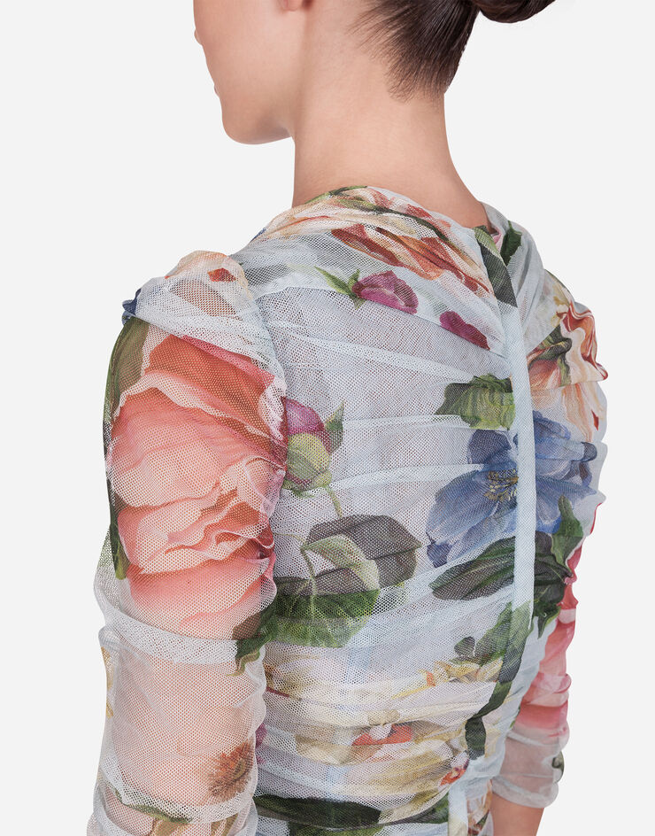 Dolce & Gabbana FLORAL-PRINT TULLE MIDI DRESS FLORAL PRINT F6XD3TFSEHI