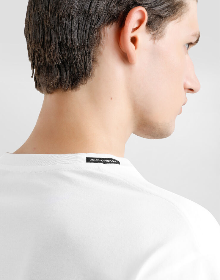 Dolce & Gabbana Camiseta de algodón con logotipo bordado Blanco G8PN9ZG7O4E