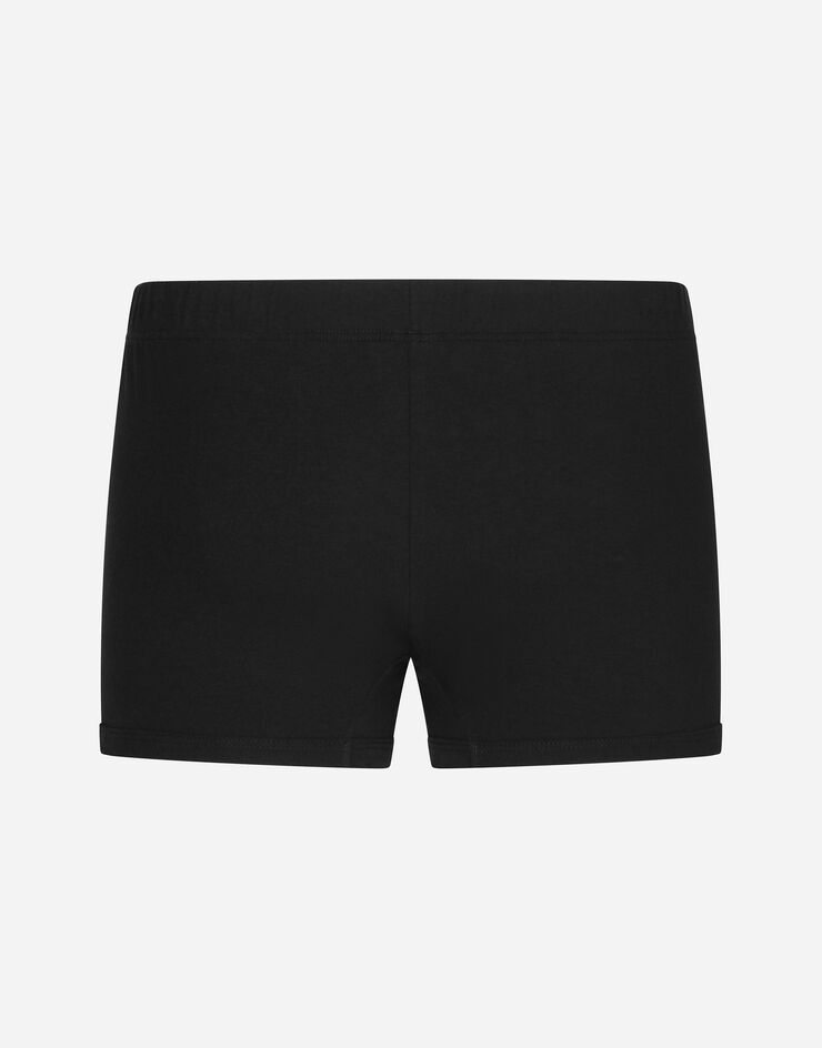 Dolce & Gabbana Boxer cotone bielastico con placca logata Black M4E28JOUAIG